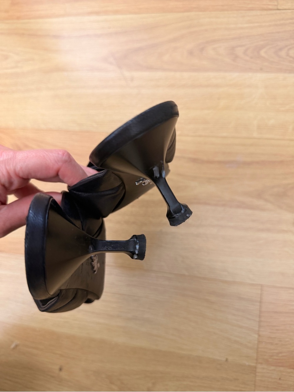 Prada Black Leather Twist-Strap Mules - Picture 3 of 6